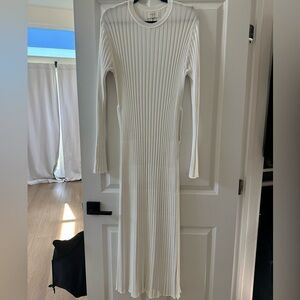 DISSH ADA OFF WHITE LONG SLEEVE MIDI DRESS